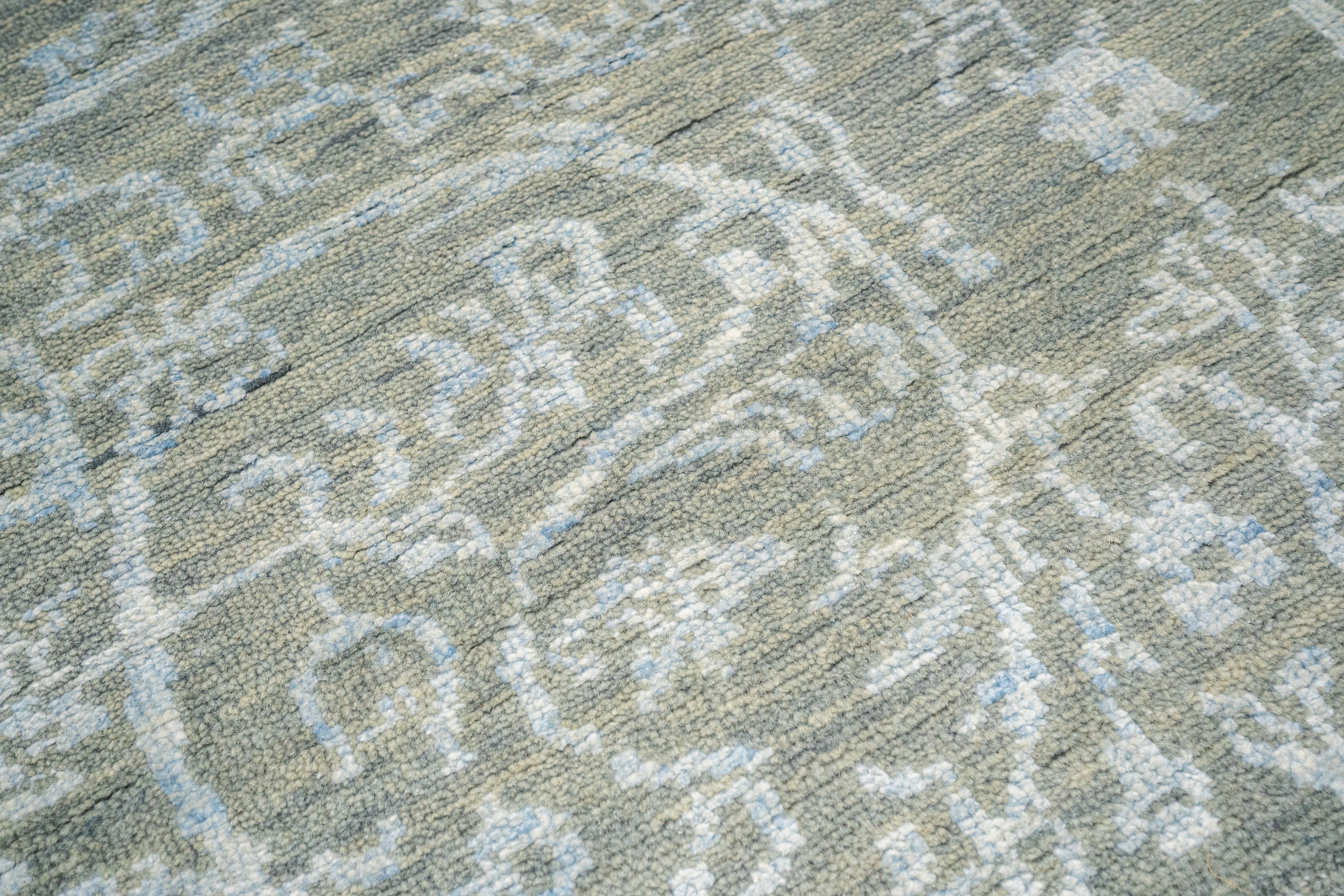 Handknotted Carpet, DIA - 1038 JK  ROUND, Silver Foil & Cadet Blue